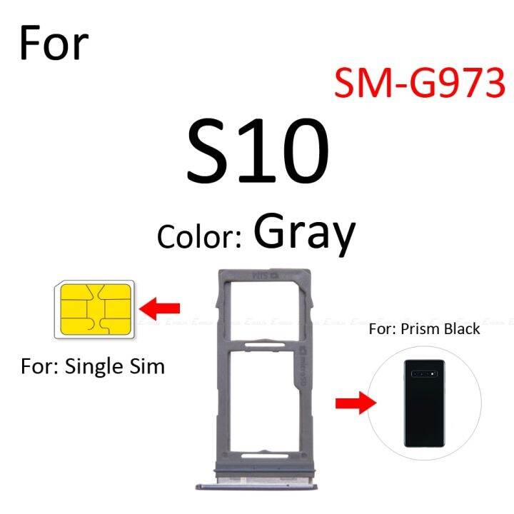 ซ็อกเก็ตสำหรับใส่ซิมการ์ดตัวเชื่อมช่องเสียบที่ใส่-adapter-micro-sd-ชิ้นส่วนเครื่องอ่านสำหรับ-samsung-galaxy-s10-5g-g973-g977