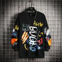 New Mens Sweatshirt Casual Hoodies 2022 Spring Graffiti Oversized Japanese Hip Hop Streetwear Men Loose Sweatshirts Pullover Top