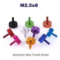 2/5/10Pcs M2.5 Aluminum Hand Tighten Thumb Screw Bolt Flat Cylindrical Head Hand Screw Computer Case Screw Length 8mm Nails Screws  Fasteners