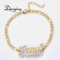 New Hip Hop Letter Anklet Name Personalized Custom Anklet Summer Gold&amp;Silver Double Color Nameplate Pendant Figaro Chain Anklets