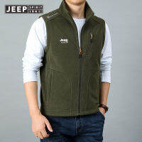 JEEP SPIRIT ฤดูใบไม้ผลิและฤดูใบไม้ร่วงกีฬา Stand-Up Collar Vest ชายเสื้อกั๊กวัยกลางคนและหนุ่มแจ็คเก็ตหลวมสบายๆขนแกะเสื้อน้ำ