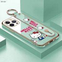 [On1ine 3C Digital} Samsung Galaxy S22 S23บวก S22พิเศษ5กรัมสำหรับเคสโทรศัพท์สายรัดข้อมือเคส Hello Kitty เนื้อนุ่มคลุมทั้งหมดเคส TPU ชุบไฟฟ้า