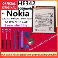 แบตเตอรี่ แท้ Nokia HE342 แบตเตอรี่สำหรับ Nokia X6 2018 5.1 + 6.1 Plus 1043 แบตเตอรี่ 3000mAh+ชุดไขควงฟรี