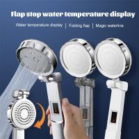 Zhangji Upgrade Foldable High Pressure Smart Shower Head Digital Temperature Display Water Saving Shower Massage Nozzle Bathroom