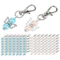 100 Pieces Angel Favor Keychains Angel Pearl Keychains Baptism Favor Keychain Guest Return Favors Key Chains for Girl