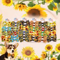 8PCS/SET Sunflower Pattern Summer Dog Bow Ties Dog Necklace Cat Collar Grooming Cat Pet Products for Small Dog Accessories