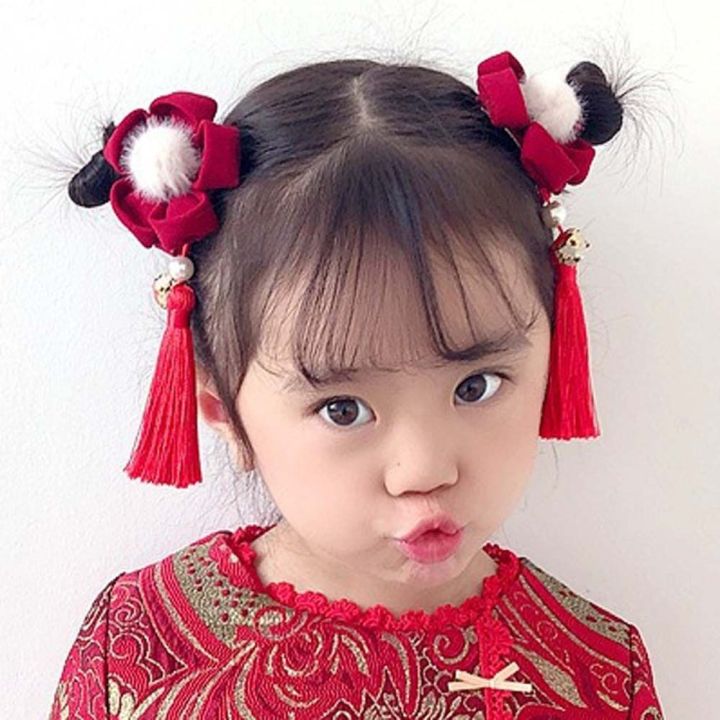 New Year Baby Girls Bowknot Hairpin Cute Kids Girls Chinese Style Red  Hairpin | Shopee Philippines