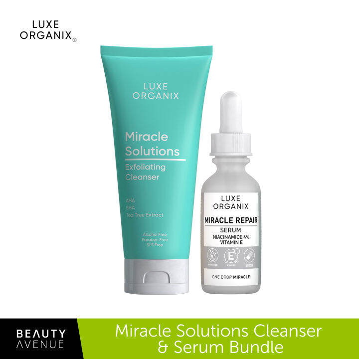 Luxe Organix Miracle Solutions Aha/Bha Gel Cleanser 120mL And Miracle ...