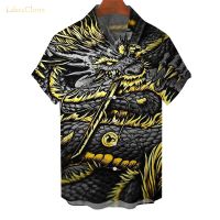 Chinese Dragon Mens Summer Hawaii Short-Sleeved Shirt Digital Printing Casual Vacation