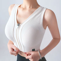 Women Sportswear Sport Top Bras Sports Underwear Womens Running Yoga Bra Vest with Zipper Thread Detachable Chest Pad