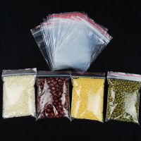 100pcs PE Plastic Ziplock Bags with Red Stripe  Zipper Reusable Transparent Ring/Crystal Packing Pouches Herbal Powder Packaging Food Storage Dispense