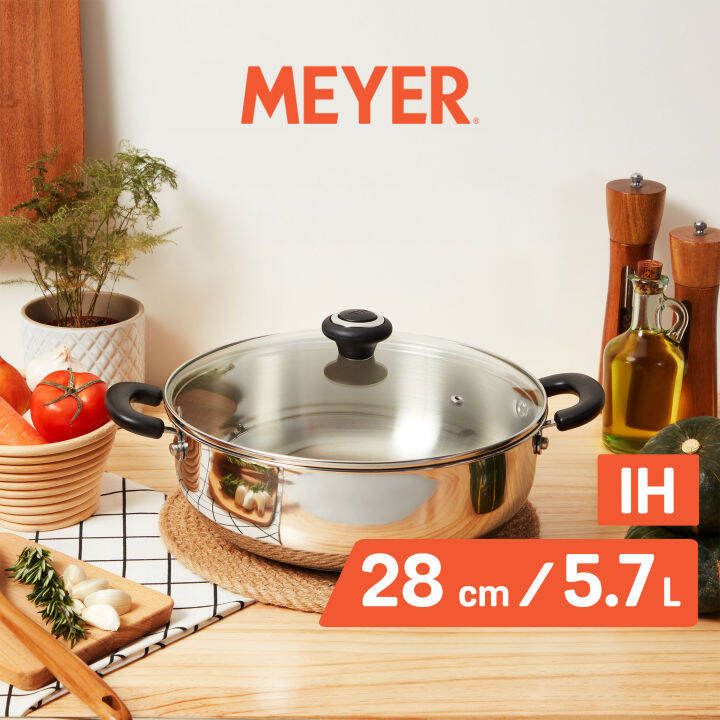 Stainless Steel 28cm 5.7L Hotpot with Glass Lid Meyer (Induction) Lazada Singapore