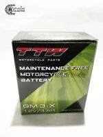 แบตเตอรี่เเห้ง 3 เเอมป์ แบตเตอรี่ TTW GM 3-X 12V/3AH สำหรับมอเตอร์ไซค์ RXZ, TZR, DASH, LS, TENA