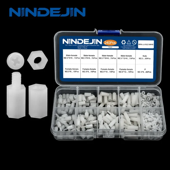 NINDEJIN Nylon Hex Standoff Male Female Standoff Spacer Assortment Kit