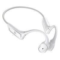 Bluetooth 5.0 Bone Conduction Headset Smart Press Headphone with Mic IP55 Waterproof Headphones White