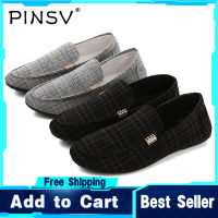 PINSV รองเท้าหนังผ้าใบลำลองสำหรับผู้ชาย,รองเท้าลำลองฉบับภาษาเกาหลีรองเท้าบุรุษอินเทรนด์รองเท้าหนังผู้ชายรองเท้าทางการลำลอง Kasut Lelaki Slip-On สำหรับธุรกิจสำนักงานงานแต่งงาน