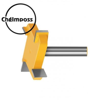 ChgImposs เครื่องมือเครื่องแกะสลักเครื่องตัดมิลลิ่งด้านล่างสี่ด้านสีเหลืองสำหรับงานไม้รูปตัว T เราเตอร์ดอกสว่านเจาะรู
