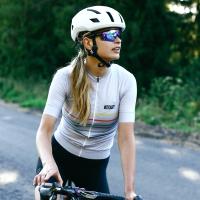 Summer ATOUT New Style Women Breathable Webbing Short Sleeve Cycling Jersey Road Bicycle MTB Quick Dry White Color Stripes Shirt