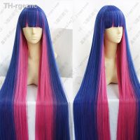 ✖☬♣ Panty Stocking With Garterbelt Anime Wig Hair 100cm Mixed Pink Cos Wigs Cap