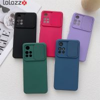 ☸▼◘ Solid Color Slide Camera Protection Silicone Phone Case For Xiaomi Redmi Note 11 10 12 Pro Max 10C 9 9T 9S Shockproof Soft Cover
