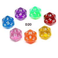 7ชิ้นลูกเต๋า D20 7สียี่สิบด้านตาย RPG D &amp; D โปร่งใสหลายเรซิ่นหลายเหลี่ยมสำหรับด้านข้างลูกเต๋าป๊อปสำหรับการเล่นเกม