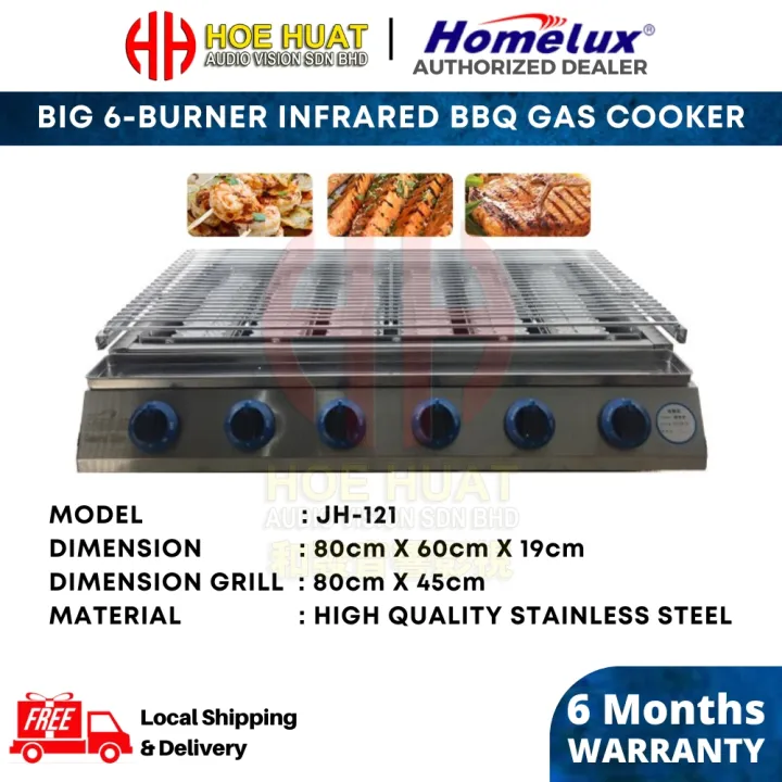 Homelux JH121 Commercial Big 6Burner Smokeless Infrared BBQ Gas