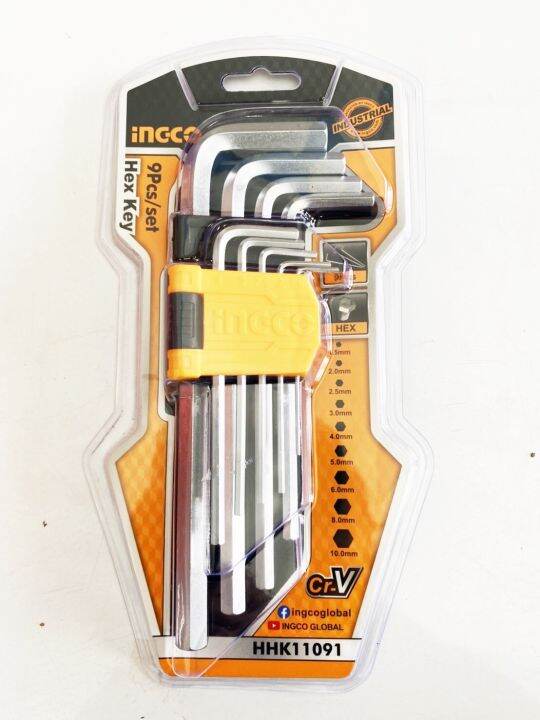 ingco-ชุดประแจหกเหลี่ยม-1-5-10-มม-9-ตัวชุด-ยาว-รุ่น-hhk11091-hex-key