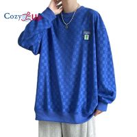 Cozy Up เสื้อเชิ้ตแขนยาวผู้ชายคอกลมปักเสื้อสวมหัวลำลอง