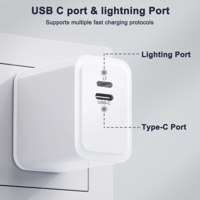 อะแดปเตอร์ USB Type C ที่ชาร์จไฟเร็วติดผนัง PD/ที่ชาร์จที่จุดบุหรี่รถยนต์ USB Type C เพื่อรองรับสายเคเบิลหลอดไฟ20W