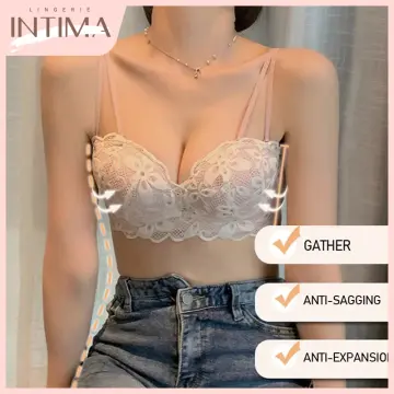 New Sexy Ultra-thin No-sponge Lingerie Steel Ring On The Support Gathers  Underwear Women's Thin Cup Big Breasts Small Bra Set - Bra & Brief Sets -  AliExpress