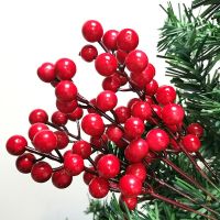 ；‘。、’ 5 Pcs Berry Bh Simulation Fruit Artificial Flower Cherry Shape Wedding Handmade DIY Gift Box Decorated Xmas Wreaths