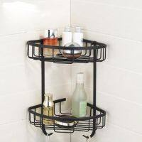 ✁☸ Matte Black Stainless Steel Bathroom Basket 2 Layer Shower Caddy Corner Wall Mounted Shelves Storage Shampoo Soap