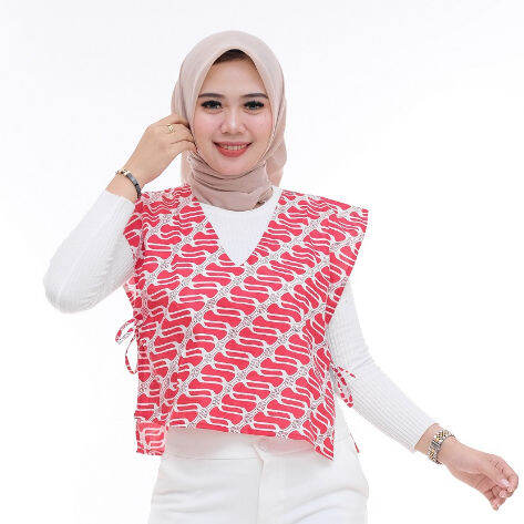 Vest Batik Wanita Modern Warna Merah Putih Lazada Indonesia