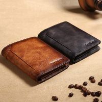 Vintage High Quality Real Genuine Leather Men Wallet Small Mini Card Holder Male Wallets Pocket Retro Purse Bolsa Feminina 2023