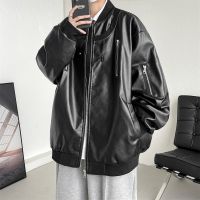 、’】【= Leather Jacket Unisex Trend Hong Kong Style 2023 Original Personality Handsome Locomotives Leather Jacket Men Women PU Coat