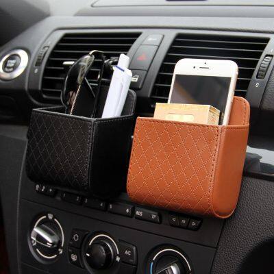 【JH】 Car Storage Air Vent Dashboard Tidy Hanging Leather Organizer Glasses Holder Accessories