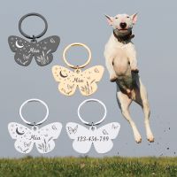 ✇⊙℡ Customizable Pet Dog Collar Tag Butterfly Pendant for Dog Medal with Engraving Name Personalized Number Kitten Puppy Accessories