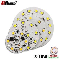 ขายดี10ชิ้นโมดูล LED AC220V 3W 5W 7W 9W 12W 15W 18W ดาวน์ไลท์ Pelat Aluminium SMD2835สีขาวอบอุ่นสมาร์ทไอซีโคมไฟติดเพดาน DIY