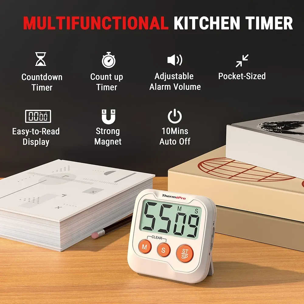 Digital Kitchen Timer Touch Screen For Cooking, Magnetic Countdown Count Up  Timer With Loud Volume, Large Led Display Large Digits Timer - Easy Use Fo