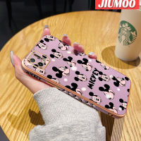 เคส JIUMOO สำหรับ OPPO A16K เคส A16E ซิลิโคนลายการ์ตูนมิกกี้น่ารักแฟชั่นใหม่เคลือบด้านข้างขอบสี่เหลี่ยมเคสมือถือกันกระแทกฝาปิดเลนส์เต็มรูปแบบเคสป้องกันกล้องนิ่ม