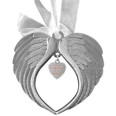 Angel Memorial Photo Frame A Piece of My Heart is in Heaven Ornament for Christmas Tree Personalized Memorial Ornaments Metal Picture Frames Silver Photo Frame Hanging Memorial Ornament like-minded