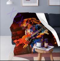 Living room, bedroom, sofa bed, maple leaf velvet blanket for picnic, Bob Marley music decoration reggae blanket 01