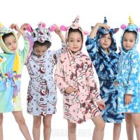 Children Sleepwear Nightgown Kids Hooded Kigurumi Pajama Baby Bath Robe Winter Unicorn Bathrobe Flannel Warm Soft Comfortable