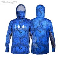 HUK Fishing Shirt UPF 50 Hooded Face Cover Fishing Clothes Sun UV Protection Long Sleeve Hoodie Mens Face Mask Camisa De Pesca