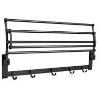 Towel Rack Wall Mounted Foldable Aluminum Organizer Towel Holder Bathroom Wall Shelf For bathroom equipment bathroom accessories