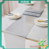 OKDEALS 2Pcs กลิตเตอร์ นักวิ่งโต๊ะปาร์ตี้ 14X72นิ้ว สไตล์โมเดิร์น ผ้าคลุมโต๊ะงานปาร์ตี้ สวยงามสวยงาม ของตกแต่งกระจกฟอยล์สีเงิน รองชนะเลิศอันดับตารางในร่ม ปาร์ตี้ธีมดิสโก้