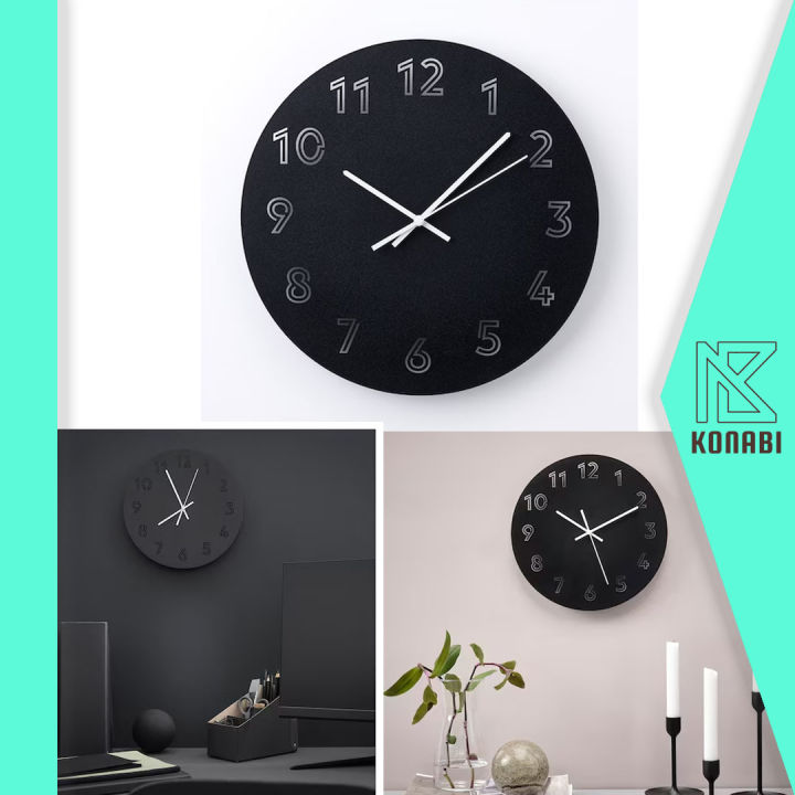 TUNNIS Wall clock, low-voltage/black, 11 ¾ - IKEA