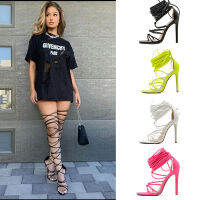 босоножки женские 2021 Summer Ankle Strap Sandals Party Thin High Heel Ladies Women Large Size