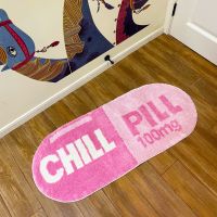 LAKEA Chill Pill Custom Rug Oval Tufted Rug Bath Mat Door Floor Mat Pink Home Decor Carpet Camping Mat Waterproof Anti-Slip