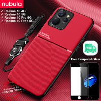 NUBULA สำหรับ Realme 10 4G 5G | Realme 10 Pro | Realme 10 Pro + 5G ปลอกฟรีกระจกเทมเปอร์ Silky รู้สึกหนัง Hp Realme 10 Pro เคสมือถือรถกันกระแทกปกหลังแม่เหล็ก Lanyard ชุดทำความสะอาดหน้าจอสำหรับ Realme 10 pro 5G